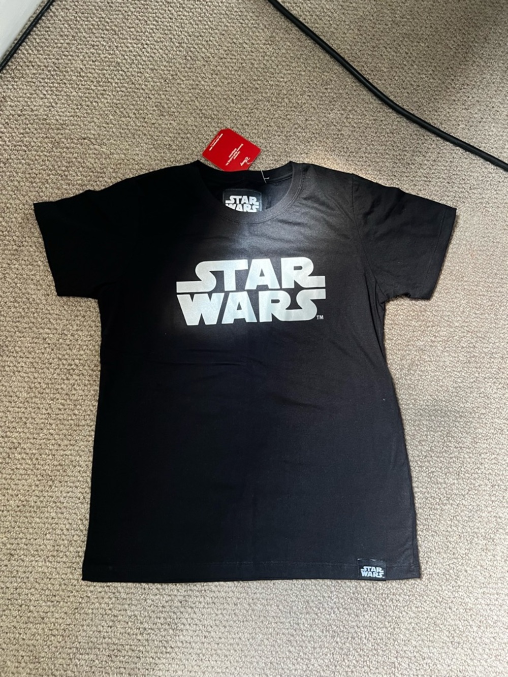 Star Wars Black T-Shirt with White Logo - Short Sleeve Tee